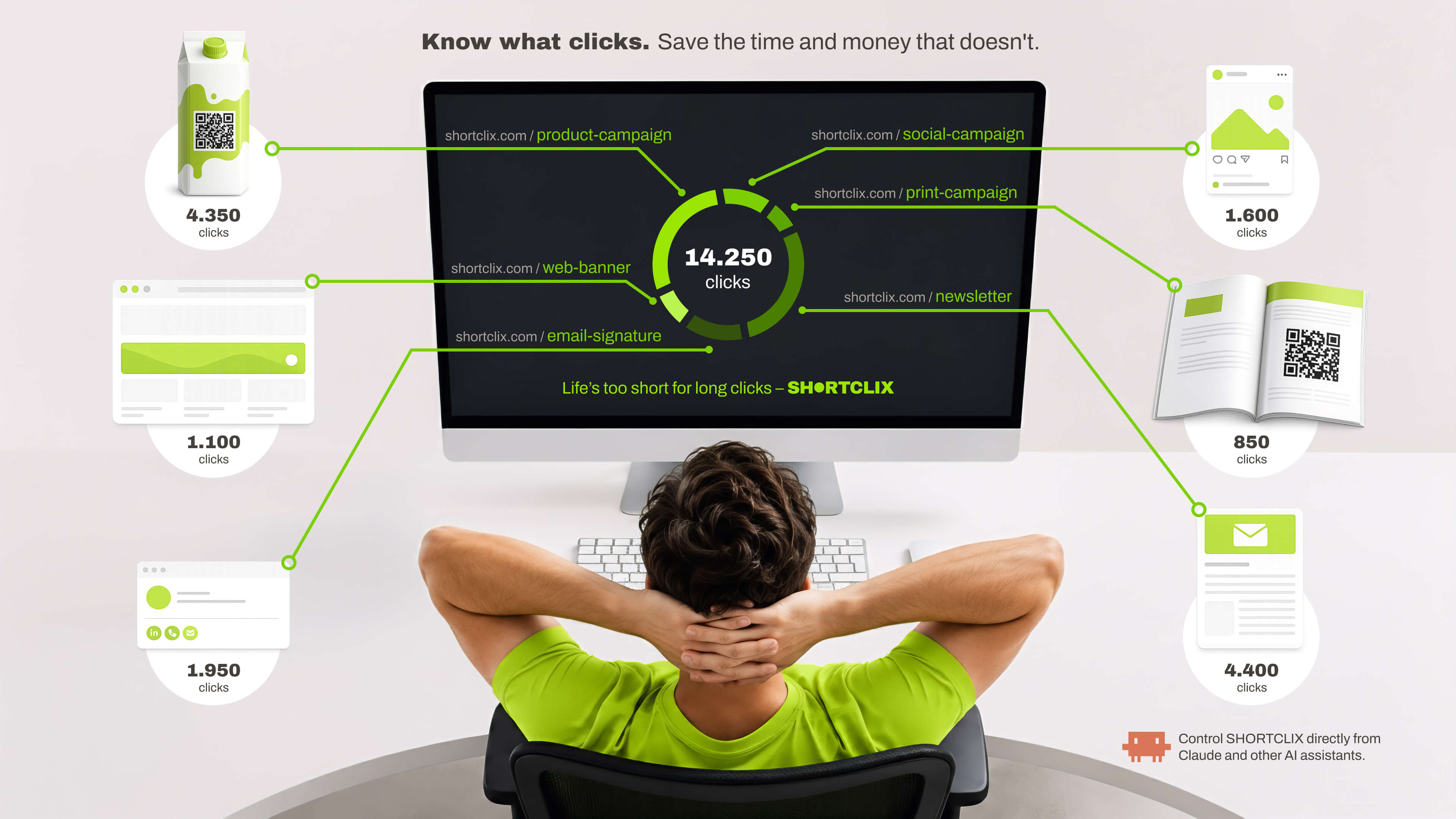 SHORTCLIX is a URL shortener and QR code generator that also evaluates online and offline marketing campaigns.